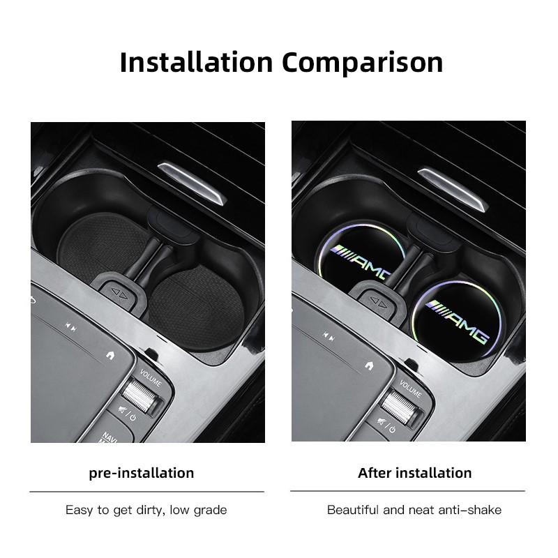 For A B C E G CLA W211 W203 W204 C260 E300L A200L GLC300 CLA AMG Series Car Cup Holder Mat Leather Water Coaster Decoration