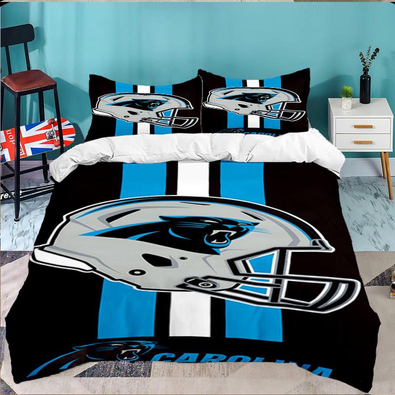Panthers Helmet 3pcs Bedding Set,Including 1pc Duvet Cover And 2pcs Pillowcases Perfect Gift for Christmas,Ideal for Bedroom, Dormitory