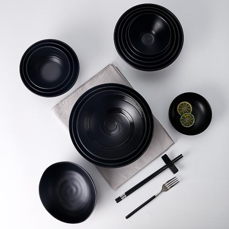Frosted Black Melamine Ramen Bowl - 8 inch, 5-Pack