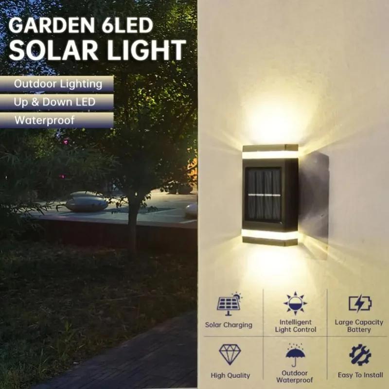 12LED Solar Wall Lamp Outdoor Waterproof Led Decorative Lights Up and Down Garden Yard Street Landscape Balcony