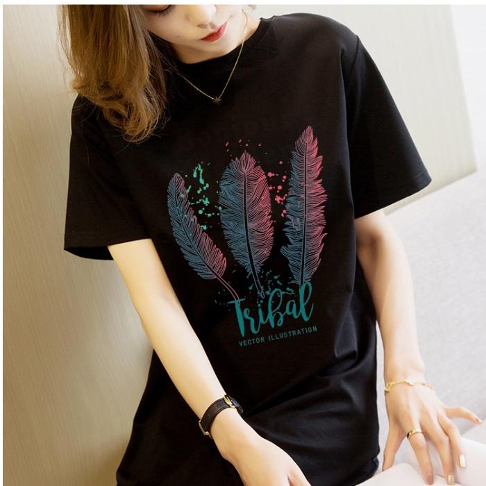 A Summer Loose and Trendy Printed Korean-style Simple and Casual Round-neck Dress for Pregnant Women