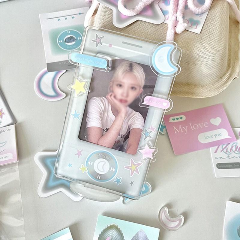 INS Acrylic Photocard Frame Cartoon Card Display Stand Photo Holder Photo Protection Card Sleeve Desktop Decor School Stationery