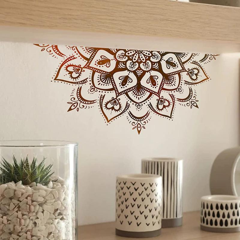 Lotus Wall Sticker Boho Mandala Flower Removable Wall Decals For Living Room Bedroom Tv Wall