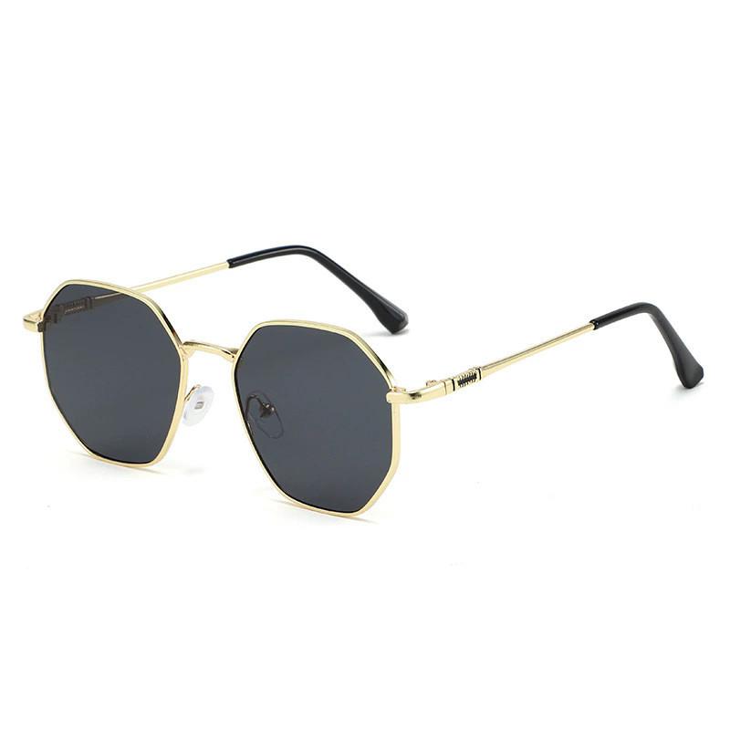 Fashionable Womens Oversized Geometric Sunglasses With Uv400 For Outdoor Sport GoldFrameBlackGray