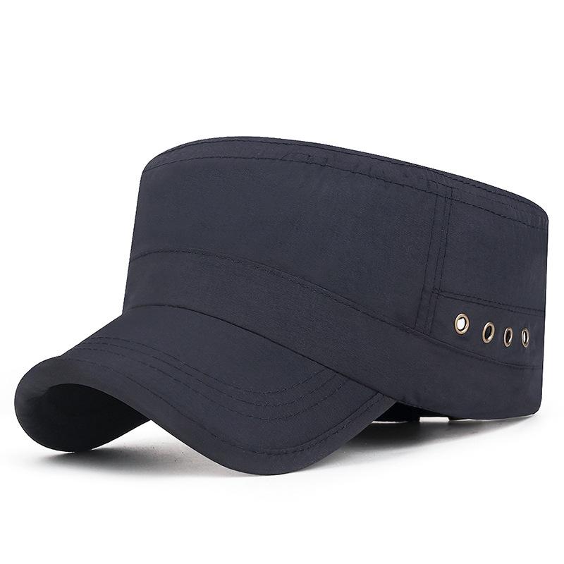 

New Breathable Flat Top Cap, Metal Air Hole Quick-drying Cap, Sun Protection and Shade Thin Baseball Cap Adjustable 55-60cm Темно-синій