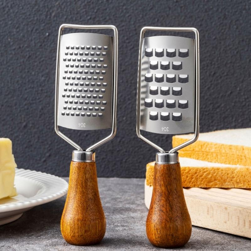 Portable Steel Cheese Shredding Gadget Multipurpose Vegetable Grater Essential Kitchens Tool With Nonslip Wood Handle