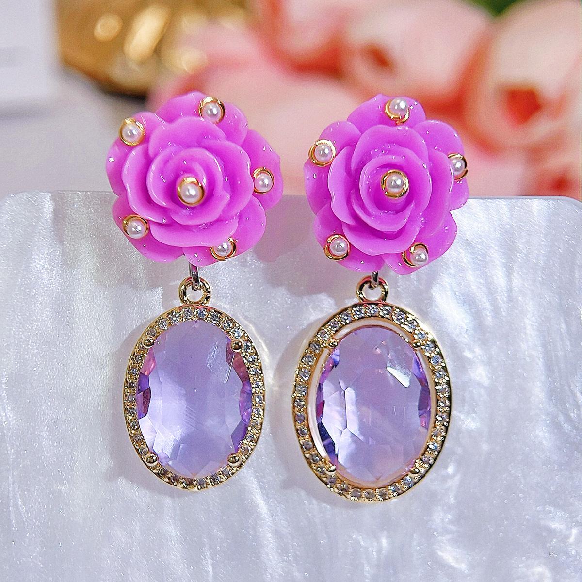 

CMM Личность Богемная Мода Прозрачный Контрастный Цвет Кубический Цирконий Подвеска Серьги Молодая Женщина Украшения Для Ушей Аксессуары Для Вечеринки розовый