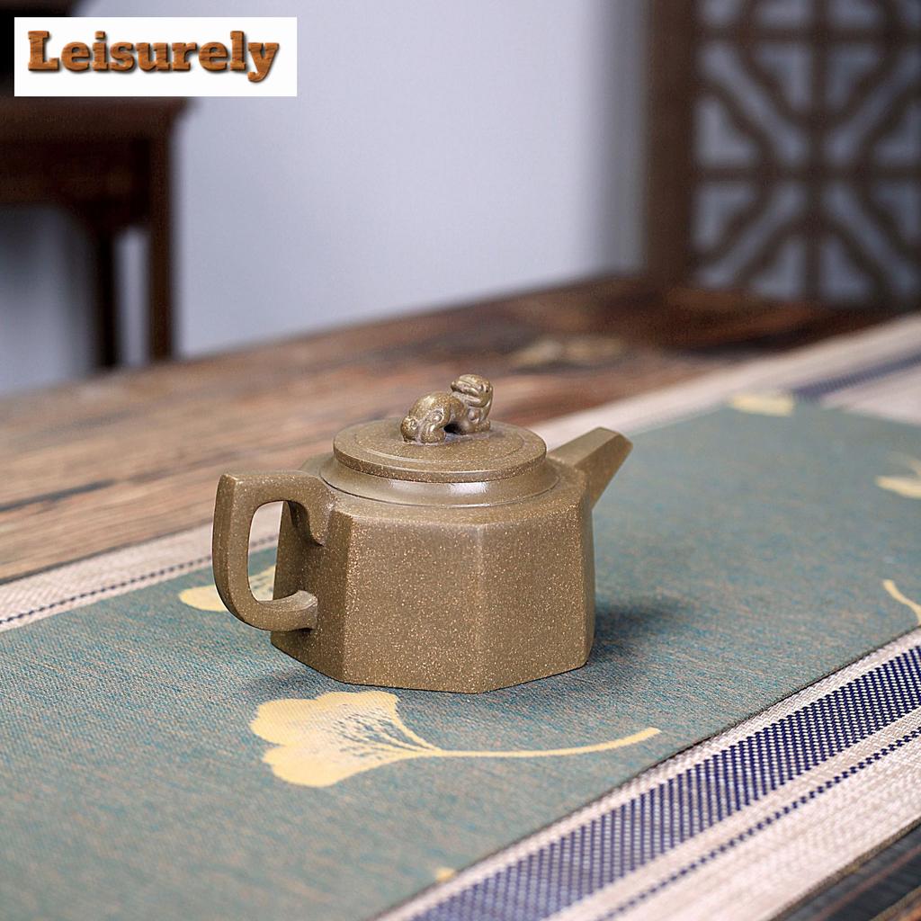 280ml Yixing Purple Clay Teapots Handmade Octagonal Auspicious Beast Pot Raw Ore  Dragon's Back Mud Tea Brewing Kettle Zisha Tea