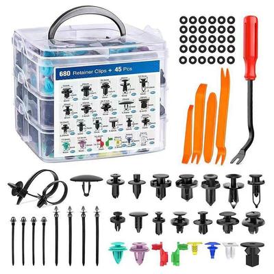 Lot de 725 clips de fixation pour garde-boue de voiture en boîte pour garniture et plaque de protection