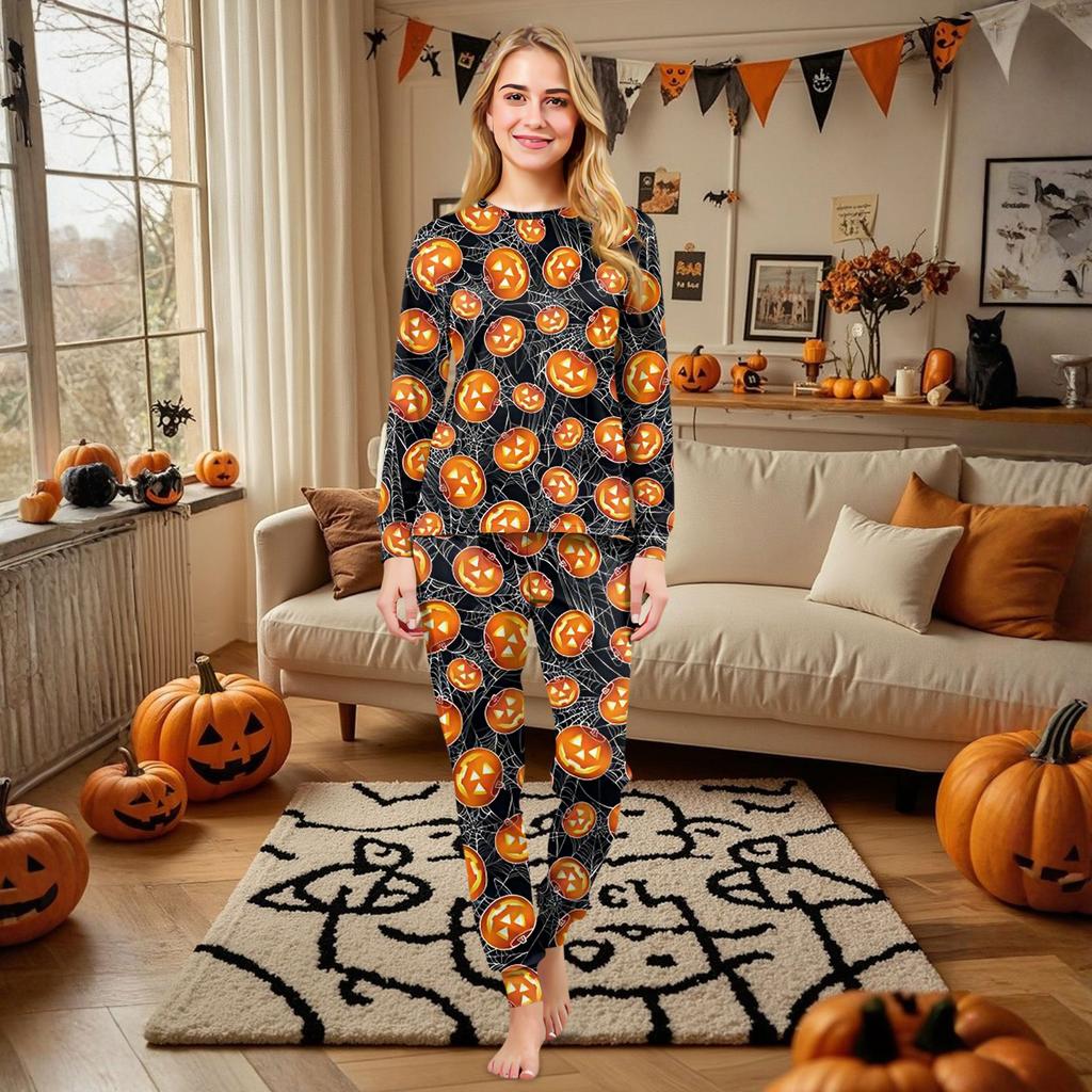 Family Matching Print Sets Pajamas Loungewear Outfits Family Matching Long Sleeve Tops+Pants Set
