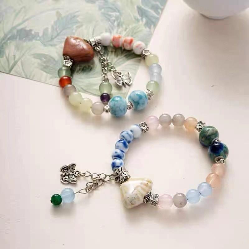 Chinese Exquisite New Ceramic Shell Scallop Bracelet Butterfly Charm Summer 2024