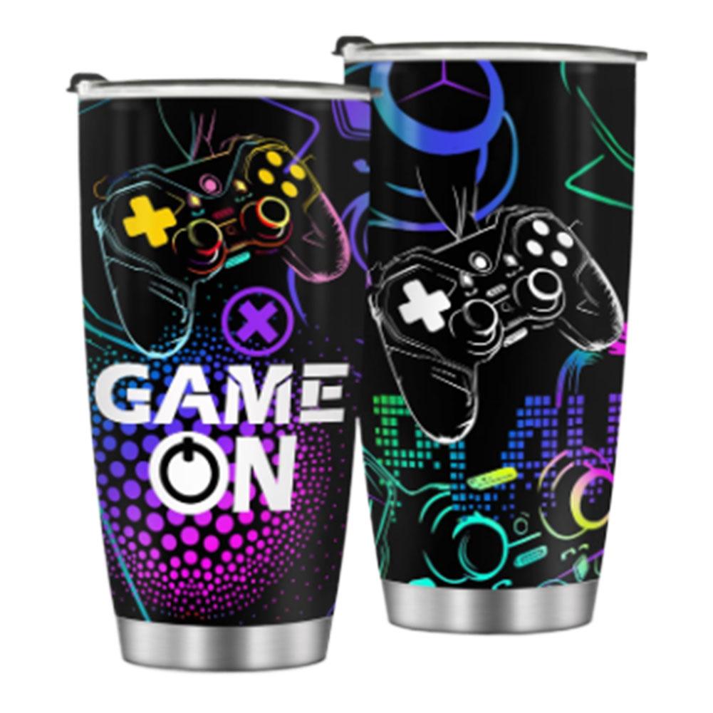 20oz Stainless Steel Gaming Mug with Lid Gamer Tumbler Cup Travel Mug for Teen Boy Son Dad Birthday Christmas Present