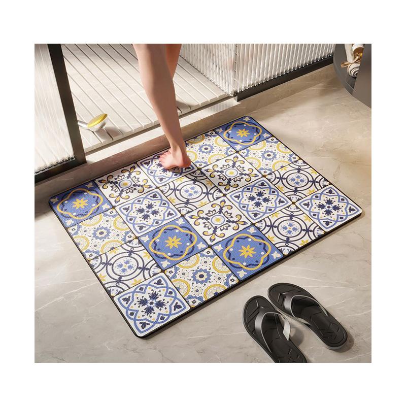Retro Wind Diatom Mud Floor Mat Bathroom Absorbent Floor Mat Toilet Toilet Toilet Non-Slip And Dirt-Resistant Wear-Resistant Quick-Drying Floor Mat