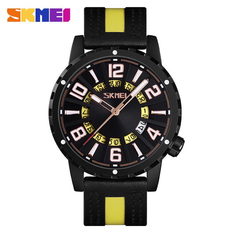 

Часы Moment Beauty для мужчин, крутые деловые, повседневные, спортивные, с календарем, с ремешком из натуральной кожи жёлтый