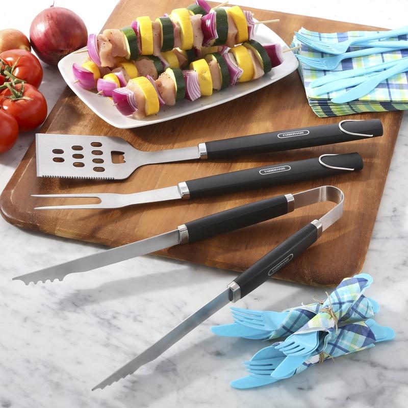 Professional 3 Piece BBQ Tool Set Stainless Steel Turners Tongs Meat Fork Kitchen Grilling Accessories Dishwasher Safe