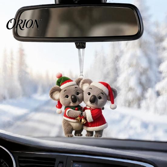2D Acrylic Holiday Pendant Christmas Animal Ornaments, Cute Flat Hanging Decorative Festival Ornament Decoration for Xmas Tree, Winter Party,