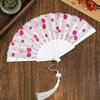 Ventilateur à main pliant design cerise motif fruité Ventilateur rafraîchissant Cadeau Ventilateur à pompon en tissu Femmes