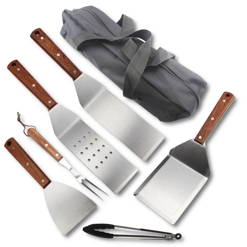 Abay 7-Piece Wooden Handle BBQ Tool Set