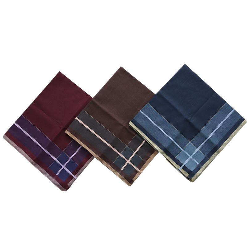 

3Pcs 43x43cm Plaid Striped Combed Cotton Color Weaving Men Sweat Wiping Square Towels Retro Classic Absorbing Handkerchiefs