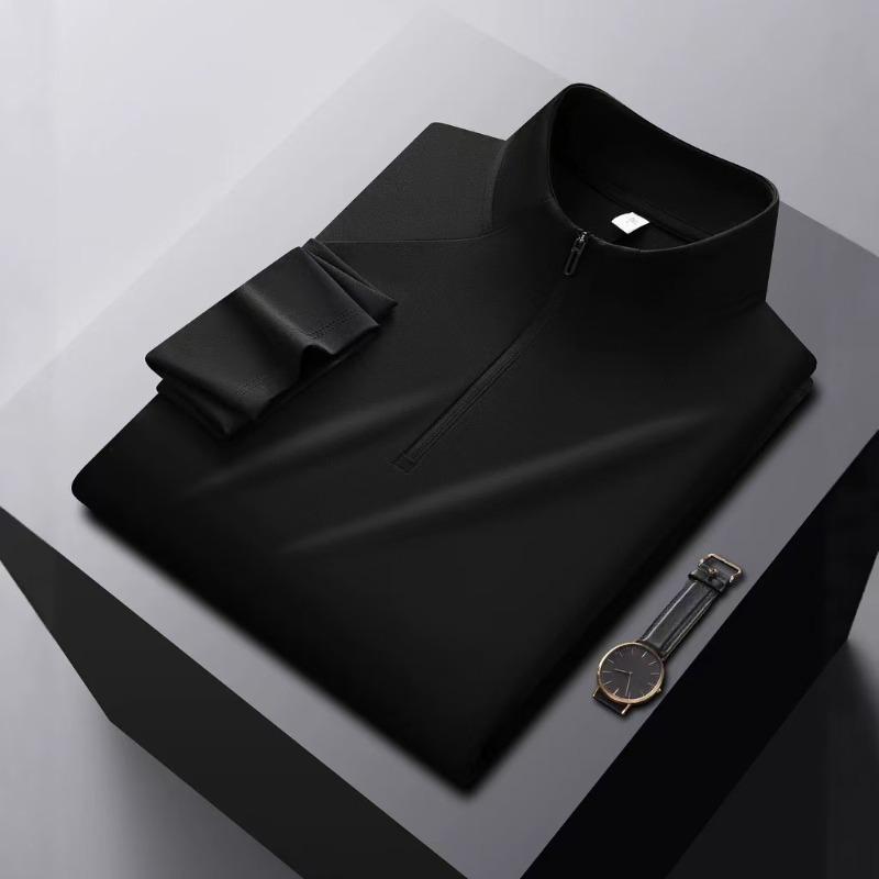 STORN Men Stand Collar Half Zip Long Sleeve Polo Shirt Premium Soft Fabric for Business Work and Daily Outings