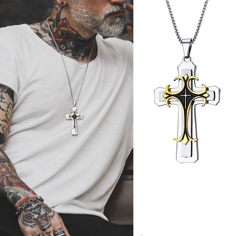 

Стильные мужские ожерелья с крестами, водонепроницаемый воротник из нержавеющей стали с подвеской в ​​виде креста католицизма, молитвенные религиозные украшения веры