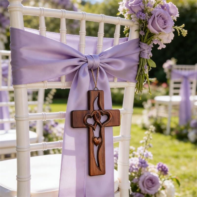 Hand-Carved Intertwined Hearts Wooden Cross, Hanging Hand Carved Marriage Cross