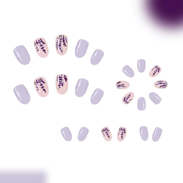 24Pcs Glossy False Nail Purple French Design Short Artificial Nail Winter Party Wear Classical French Design Long Wear