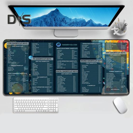 Alfombrilla de ratón grande para ordenador, 40 x 90 cm, portátil, impermeable, para oficina, PowerPoint, Excel, Word, teclas de acceso directo, alfombrilla de escritorio antideslizante, accesorios para PC