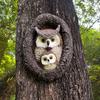 Owl Tree Hugger Garden Statue Realistic Looking Waterproof Non-Fading Outdoor Yard Resin Statue Ornament