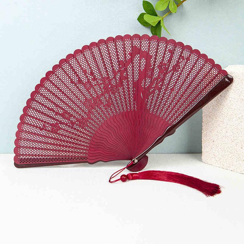 

Chinese Style Folding Fan Antique Bamboo Hollowed-Out Classical Mini Hanfu Cheongsam Dance Fans Bamboo Carved Wedding Party Gift