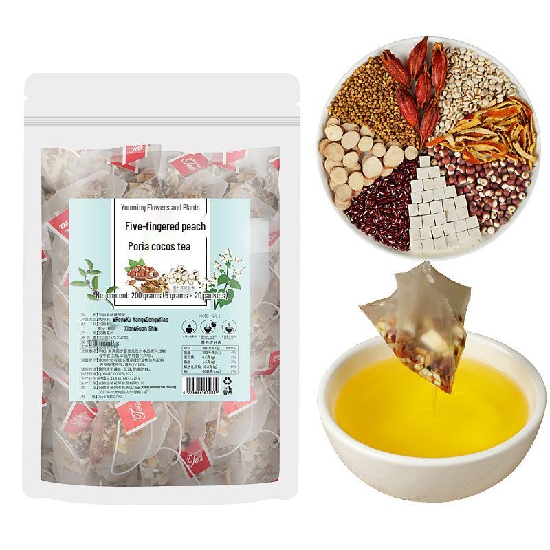 Five Finger Fig Root Herbal Tea: Smilax Glabra with Job's Tears, Euryale Seed, Red Adzuki Bean, and Poria.