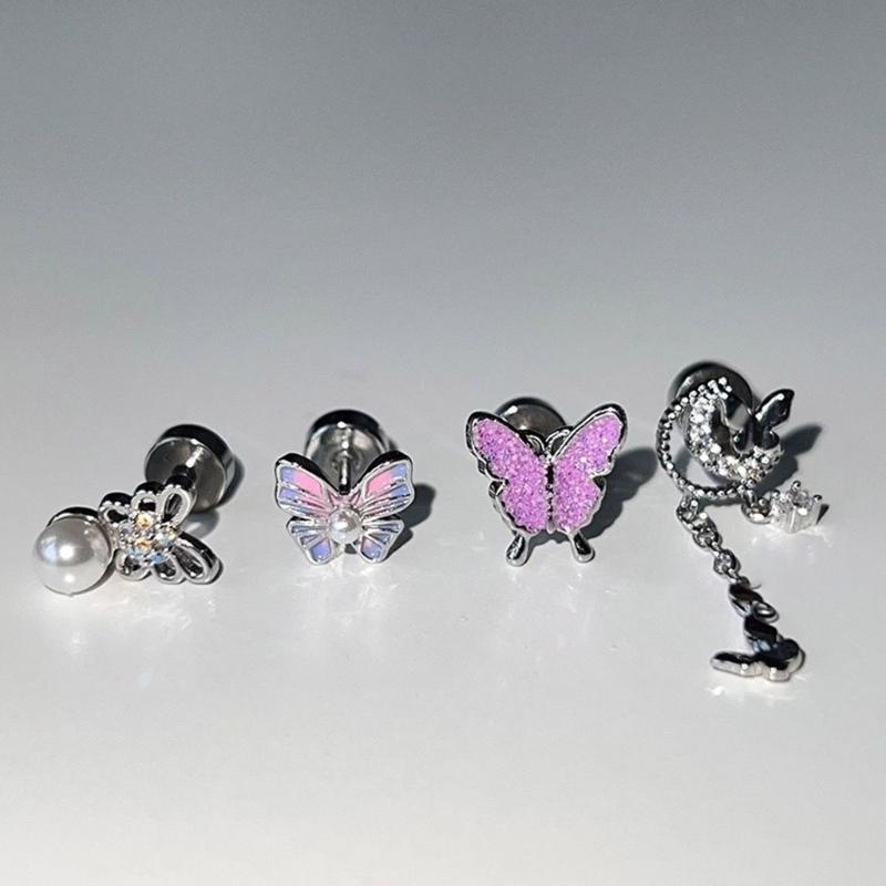 Y2K Ear Pins Butterfly Shaped Party Jewelry Gift Studs Earrings Ear Studs Alloy Material Party Jewelry for Women Girls