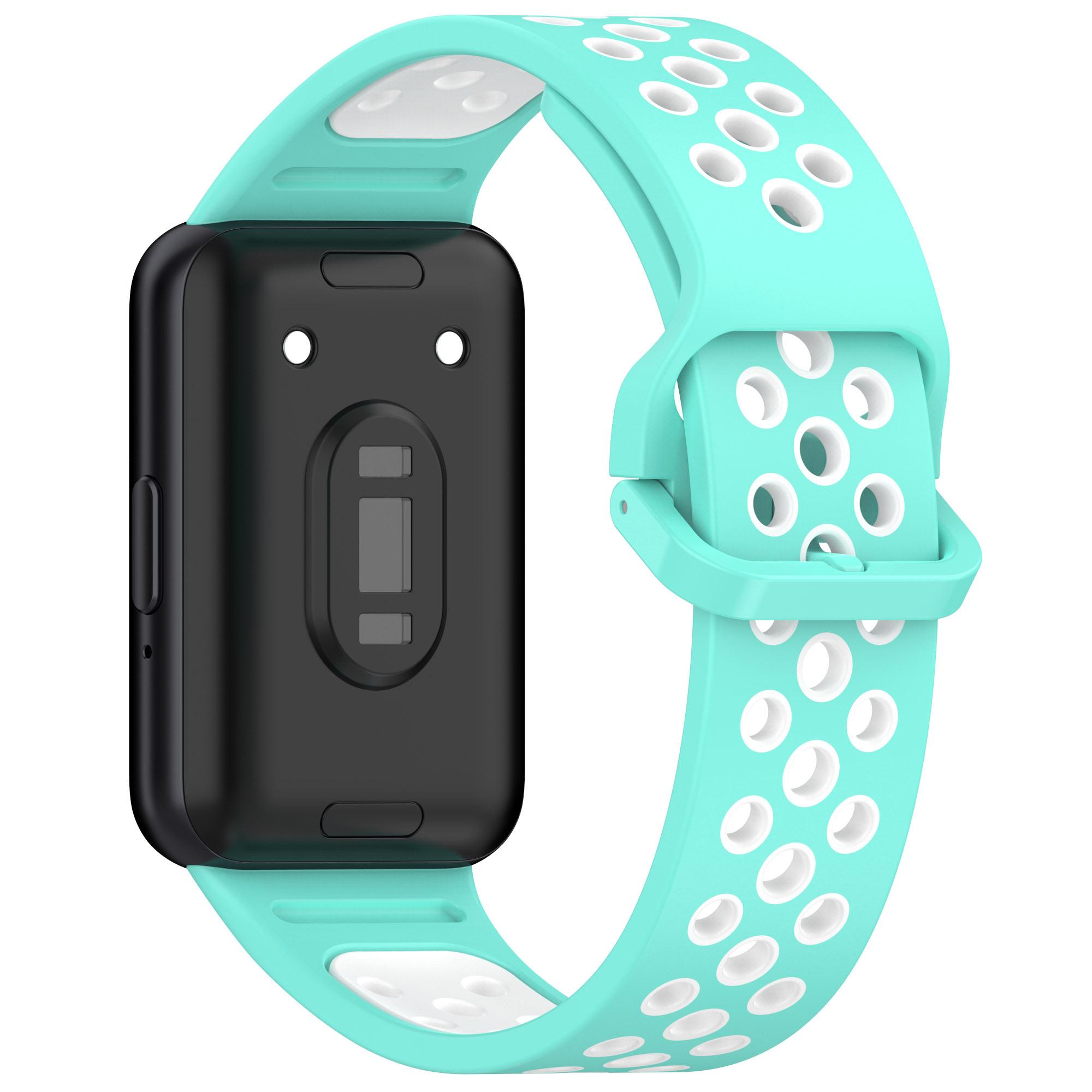 

For Samsung Galaxy Fit3 Silicone Watch Bands Dual-Color Wrist Straps Replacement Parts Teal+White