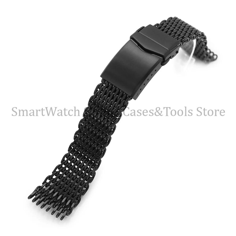 4.0 Cinturini in Acciaio Inossidabile Spesso a Maglia di Squalo per Seiko Fibbia Regolabile Solida Cinturino per Orologio Subacqueo 18/20/22mm Braccialetto di Lusso