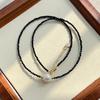 Natural Crystal Jewelry Natural Freshwater Pearls, Black Sharp Collarbone Chain Necklace