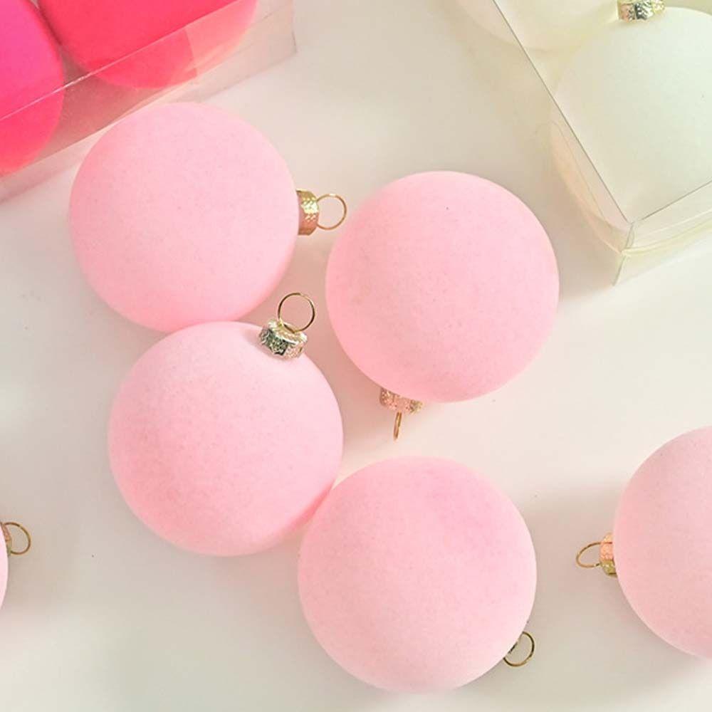 6pcs 6cm Flocked Christmas Ball Pendant Shatterproof Merry Christmas Decor  Hotel Mall
