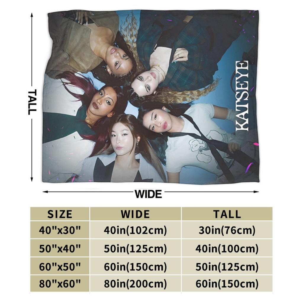 Katseye Kpop Gestrickte Decken Fleece Lara Manon Megan Leichte Überwurfdecke für Bettwäsche Sofa Bett Teppich