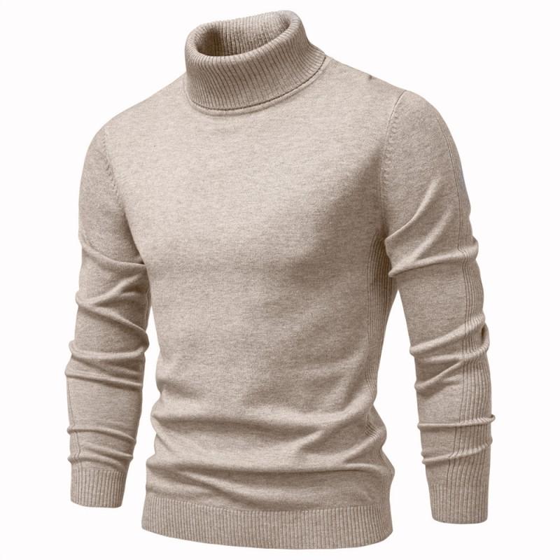 Mens Turtleneck Knit Sweater Casual Long Sleeve Pullover Fall Winter Slim Fit