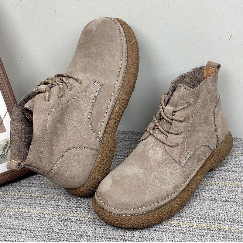 Herbst Neue Vielseitige Lederschuhe Retro Herrenstiefel Weiches Leder Schlichte Outdoor-Arbeitsstiefel Bequeme Herrenschuhe Kurze Stiefel