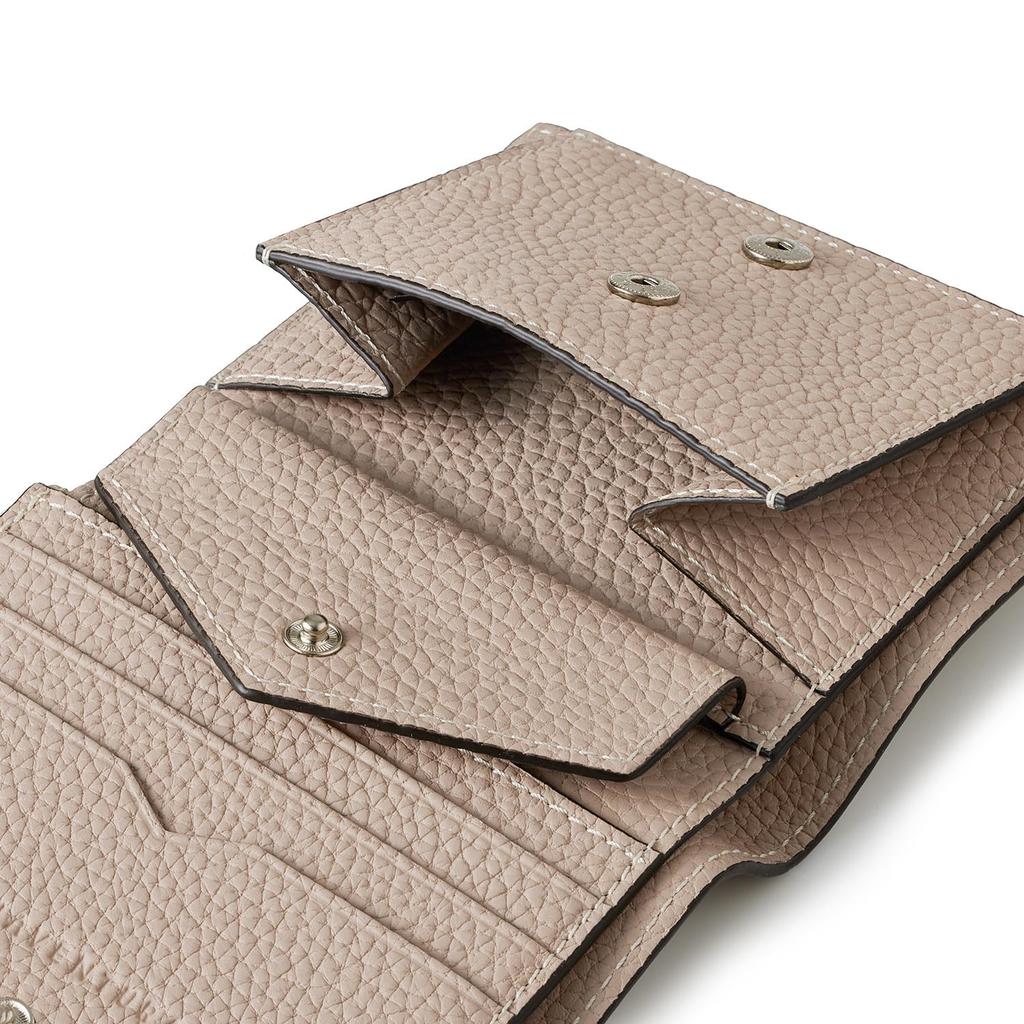 BONAVENTURA All Shrink Leather Bifold Wallet Wallet Made from the Finest European Genuine Gift [Greige] Leather, Leather, BWAT9S-GG