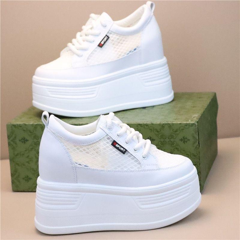 Mesh atmungsaktive Damen Herbst neue vielseitige weiche Basisplatte Schuhe dicke Sohle kleine innere Höhenerhöhung Damenschuhe