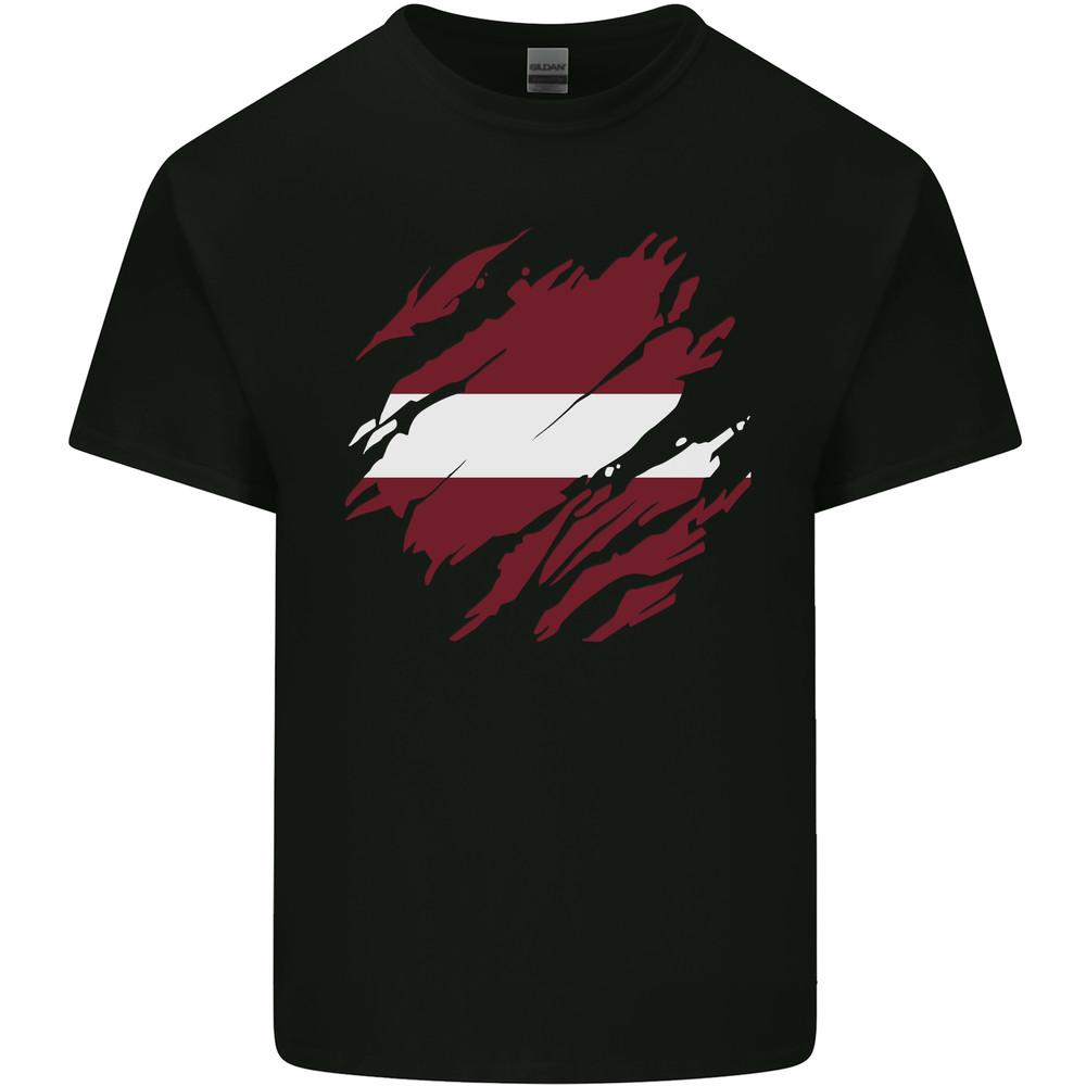 Torn Latvia Flag Latvian Day Football Mens Light Cotton T-Shirt Unisex T-Shirt XL