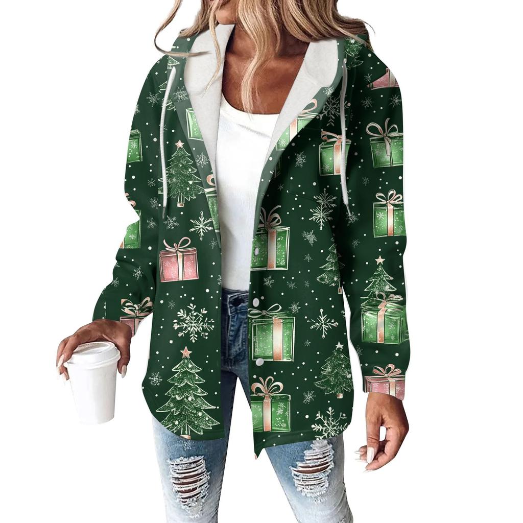 Damekåpe Casual Og Moteriktig Sammensatt Tykk Og Varm Trykt Hettejakke