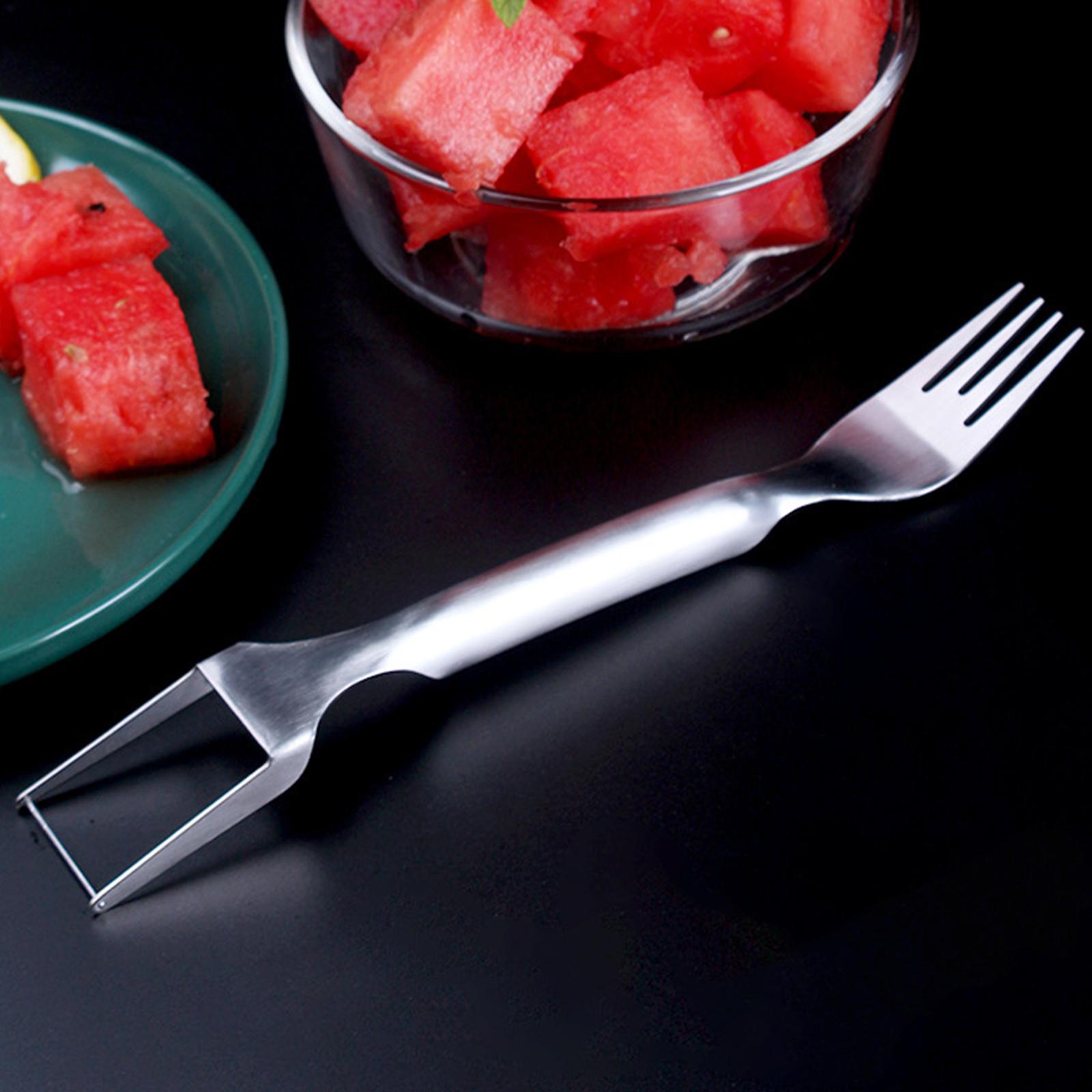 2-in-1 Watermelon Fork Dual Head Stainless Steel Fruits Slicer Cutter Tableware China Mainland