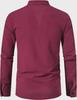 Men's Cotton Linen Henley Shirt - Beach Casual Stand Collar Long Sleeve (2024)