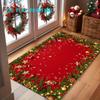 1pc, 2D Flat Printing, Red Christmas Holiday Style Entrance Door Mat, Festive Atmosphere Entryway and Living Room Floor Mat, Colorful Non-Slip Machine