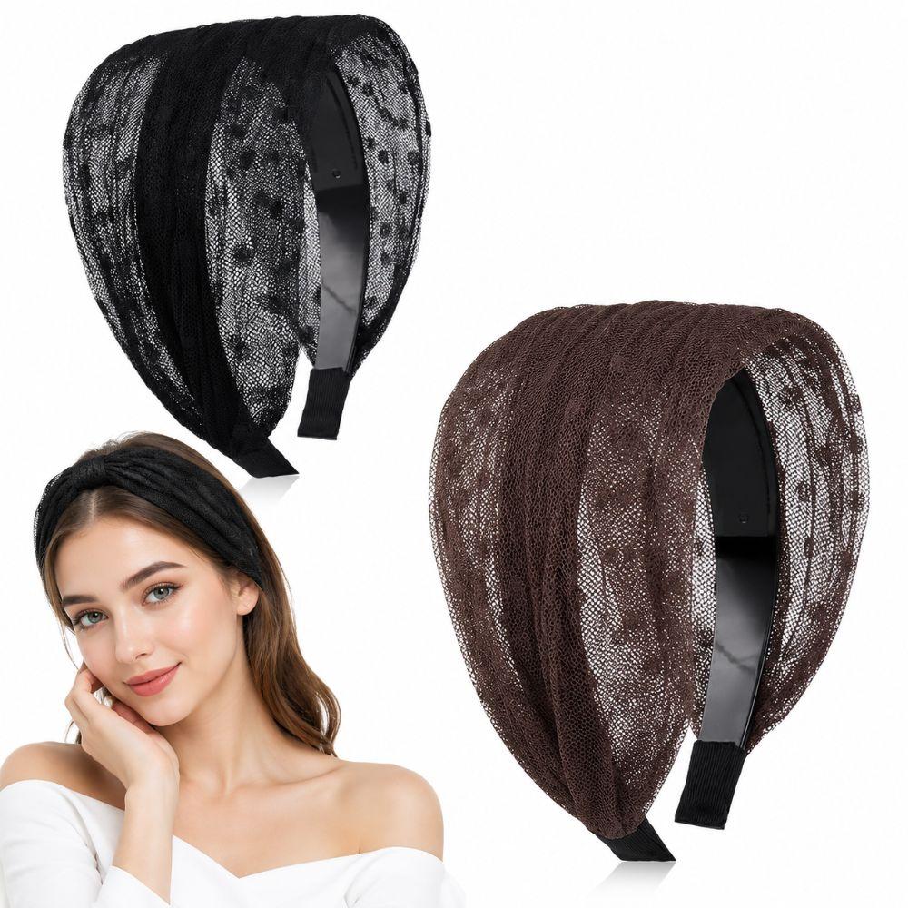 Elastic Wide Side Hair Hoop Non Slip Women Lace Hairbands For Women Girls