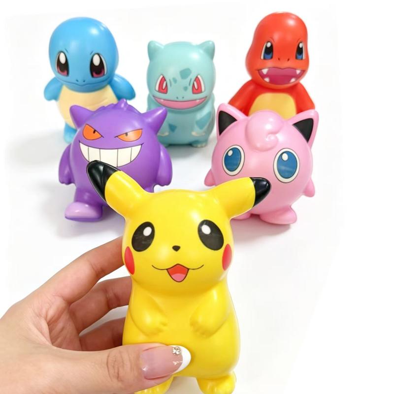 New Arrival Pokmon Squishy Pals Toy Set 6Cs Pikachu Gengar Jigglypuff Charmander Soft Slow Rising Stress  Relief Toy For Kids