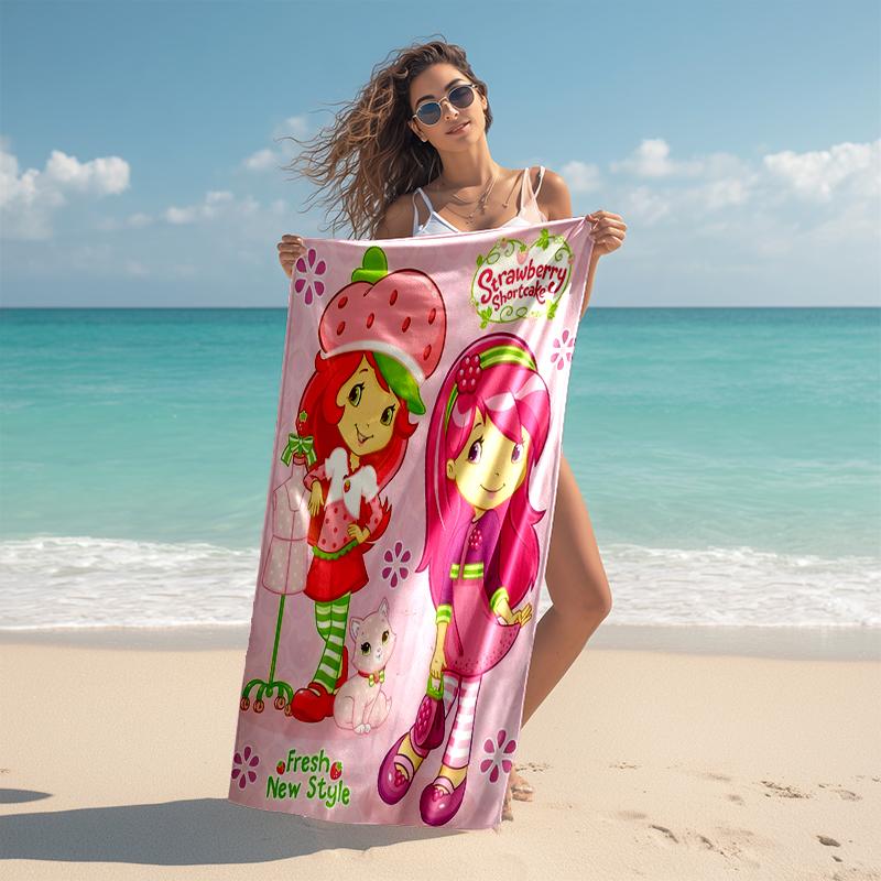 1pc Strawberry Princess3 Beach Towel, Comfortable and Thick, and Swimming/Bath/Picnic/Camping Towel, Suitable for Seaside Beaches