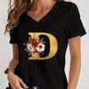 Vintage Flower Alphabet Graphic T Shirts Women Alphabet Rose Gold Essential Women Clothing Gift for Alphabet Floral Lover Tshirt